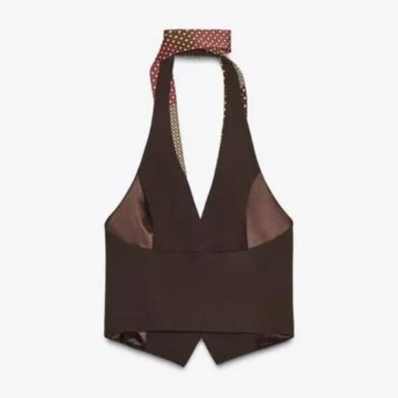 ZARA CHOKER TIE VEST TOP - Picture 2 of 8